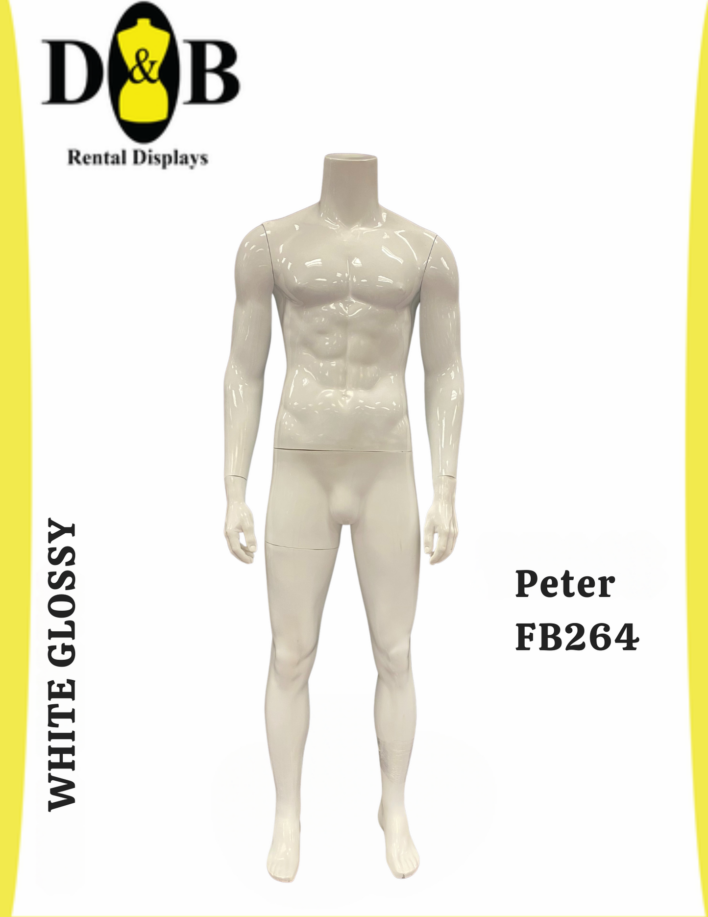 Headless Full Body White Glossy, Male Peter FB264