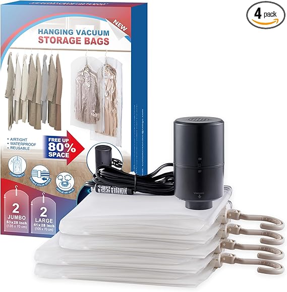 Hanging Vacuum Storage Bags (Pack of 4)